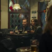 Siobhan Cullen as Dove, Will Forte as Gilbert Power and Robyn Cara as Emmy Sizergh in Bodkin. Picture: Netflix/Enda Bowe.