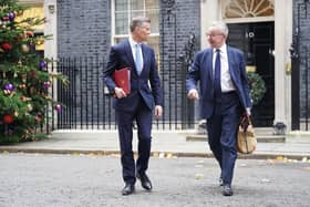 Transport Secretary Mark Harper (left) and Minister for Levelling Up, Housing and Communities, Michael Gove leaves Downing Street, London, after a Cabinet meeting