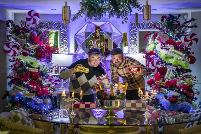 Left to right Paul Fenning and Michael Fenning in their Wonka themed home in Doncaster. Photo credit: Danny Lawson/PA Wire