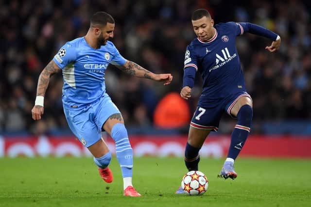 CONCERN: The pace of France's Kylian Mbappe (right) will be an important consideration in how Kyle Walker (left) is used
