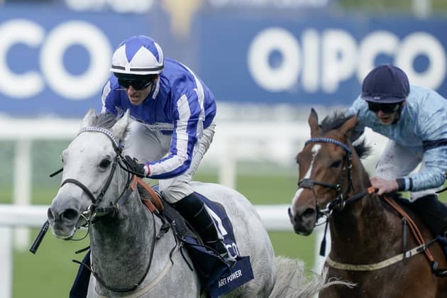 Double delight: Jockey David Allan and the grey Art Power on their way to winning their first Group One race at Ascot last October race at the Saudi Cup meeting in Riyadh today. (Photo by Alan Crowhurst/Getty Images)