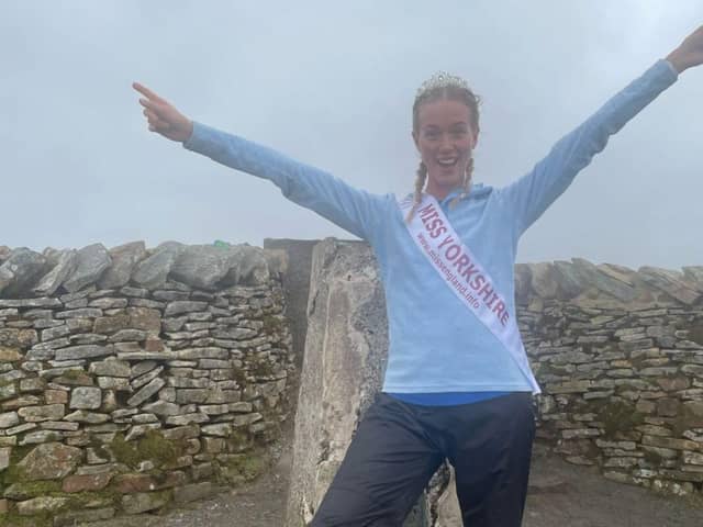 Miss Yorkshire Chloe McEwen before she got in trouble on Three Peaks challenge