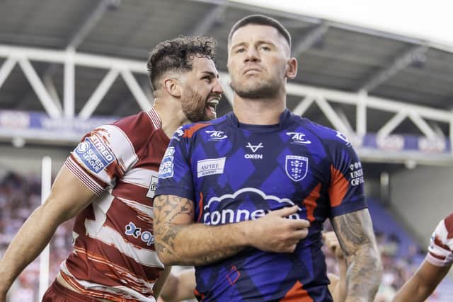 Shaun Kenny-Dowall bowed out on a miserable afternoon at the DW Stadium. (Photo: Allan McKenzie/SWpix.com)