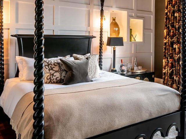 A five-star hotel and restaurant, Manor House Lindley is an exquisite Georgian mansion set back from the High Street in a smart Huddersfield suburb. Its interior spaces are inspired in their design, with garlands hanging from the ceiling and careful colour choices throughout, making it a popular location for weddings and special occasions. Guests delight in individually decorated bedrooms complete with designer scented candles and plenty of glamour. Cocktails are served in a glitzy lounge, on the roof terrace overlooking St Stephen’s Church or in the atmospheric cellar bar. Then tuck into inventive dishes at dinner, such as salmon ravioli or lavender honey glazed duck. Manor House Lindley is certainly a feast for the senses.
https://manorhouselindley.co.uk