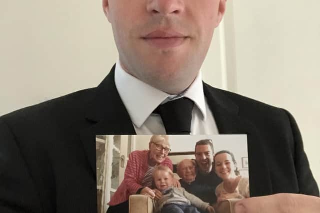 “My Son on day of his Father’s funeral, APRIL 2020. He was in Sussex I, his Mother was in Yorkshire. We both followed Covid rules.” - Judy, Mirfield