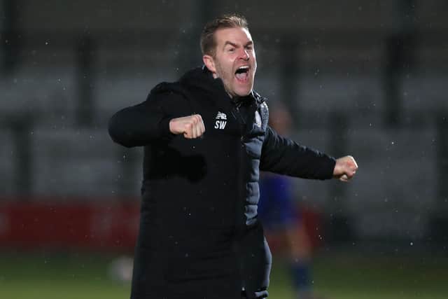 NICE ONE: Harrogate Town manager Simon Weaver was delighted with his team's defensive display in the 1-0 win at Carlisle United Picture: Mike Egerton/PA