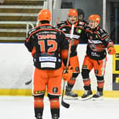 GO_AHEAD GOAL: Brett Neumann scored Sheffield Steelers' third goal against Manchester at Ice Sheffield on Wednesday. Picture: Dean Woolley/Steelers Media.