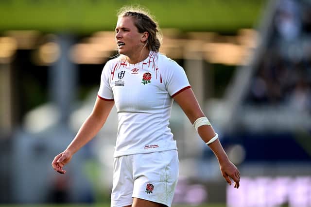 Zoe Aldcroft of England looks on during Rugby World Cup 2021 semi-final match between Canada and England at Eden Park (Picture: Joe Allison/Getty Images)