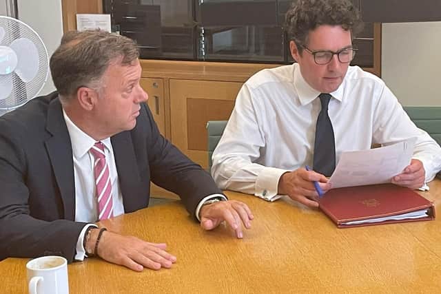 Julian Sturdy with rail minister Huw Merriman. Pic: Julian Sturdy's office