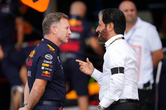 FIA President Mohammed ben Sulayem (right) and Red Bull Racing Team Principal Christian Horner. Red Bull have been found guilty of a "minor" breach of Formula One's financial rules. Picture: David Davies/PA Wire.