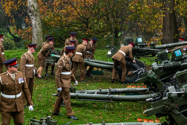 The 4th Regiment Royal Artillery prepare to fire the 21-round royal gun salute.