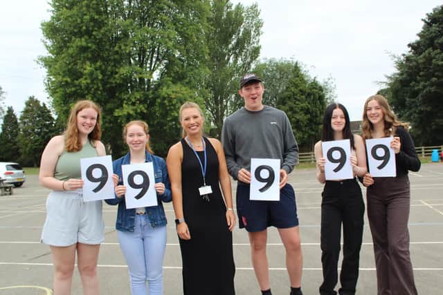 Some of the Market Weighton School students who picked up their GCSE results.