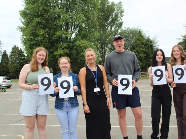 Some of the Market Weighton School students who picked up their GCSE results.