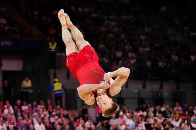 Luke Whitehouse of England during the Men's Floor Exercise final at the Glasgow International Arena during day four of the 2026 Commonwealth Games in Glasgow. Picture date: Monday July 27, 2026. PA Photo. Photo credit should read: Owen Humphreys/PA