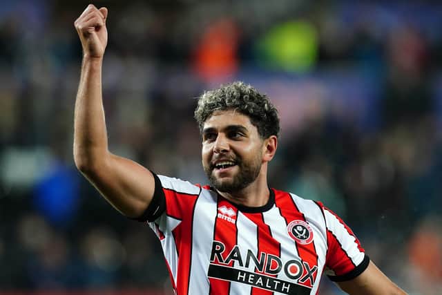 Sheffield United's Reda Khadra celebrates after the Sky Bet Championship match at the Swansea.com Stadium, Swansea. Picture: David Davies/PA Wire.