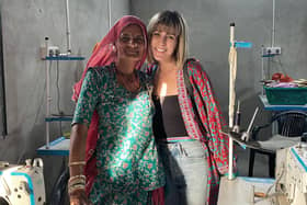 Loft & Daughter founder Katie with a seamstress in India.