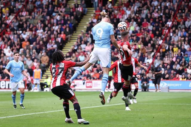 PUSHED HARD: Sheffield United made Erling Haaland and Manchester City work hard for their win in August