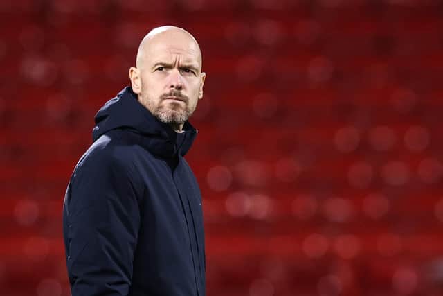 Manchester United's Dutch manager Erik ten Hag walks on the pitch prior to the English League Cup semi-final first-leg football match between Nottingham Forest and Manchester United, at The City Ground (Picture: Darren Staples/AFP for Getty Images)