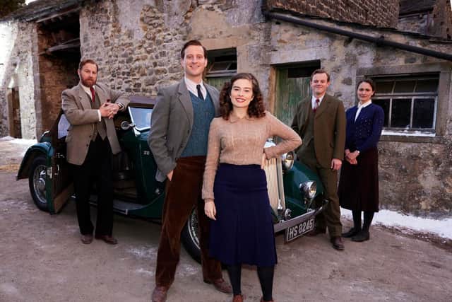 Playground, maker of All Creatures Great and Small, has announced it is making another Yorkshire saga, The Hardacres. Will it feature any faces from All Creatures? Seen here from Series 3 are James Herriot (Nicholas Ralph), Helen Herriot (Rachel Shenton), Mrs Hall (Anna Madeley), Tristan Farnon (Callum Woodhouse), Siegfried Farnon (Samuel West). All Creatures will return in October this year for season 4. Picture: Helen Williams / Playground / C5