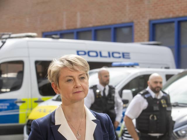 Home Secretary Yvette Cooper during a visit to Lewisham Police Station in south London. Picture: Jeff Moore/PA Wire