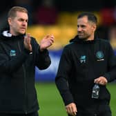 BIG FINISH: Harrogate Town manager Simon Weaver (left) and assistant Paul Thirlwell. Picture: Jonathan Gawthorpe