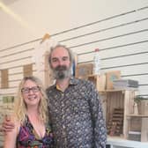 Tracey Wilson with partner David Goulding, at the new Junk 2 Treasure sustainable shop on Rotherham Highstreet.