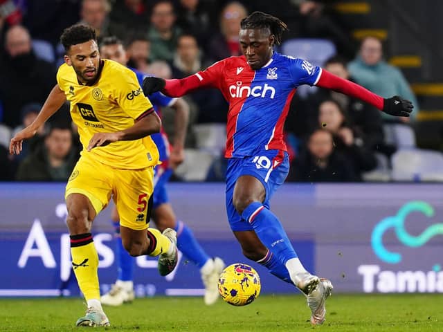 Sheffield United's Auston Trusty (left) and Crystal Palace's Eberechi Eze battle for the ball (Picture: John Walton/PA Wire)