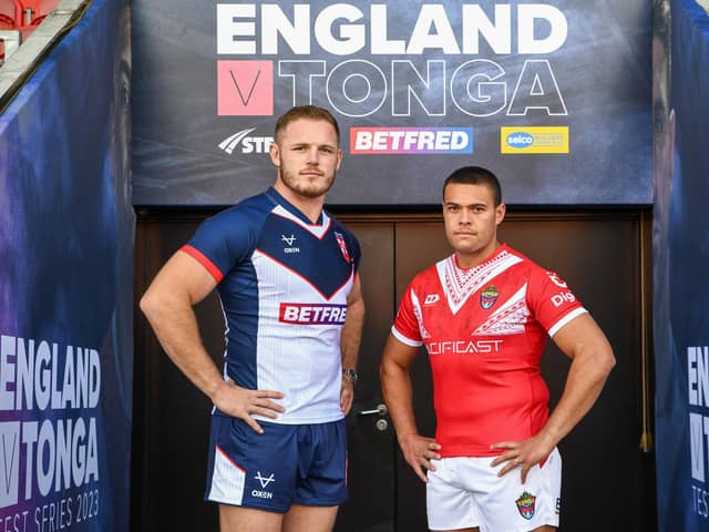 England’s Tom Burgess and Tonga’s Tui Lolohea will face off this weekend. (Photo: Olly Hassell/SWpix.com)