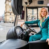 Tracy Brabin, Mayor of West Yorkshire, making her announcement on West Yorkshire bus reform at an event held in Leeds city square. PIC: James Hardisty