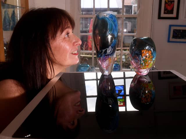 Artist Jo Kenny pictured with her work at the Pyramid Gallery, Stonegate,  York Picture taken by Yorkshire Post Photographer Simon Hulme