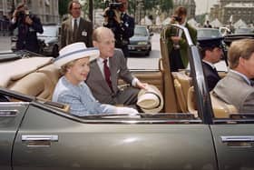 The horrible year in question was 1992, when the Prince and Princess of Wales were at war, the Duke and Duchess of York separated and Windsor Castle was ravaged by fire. Pictured is The Queen and the Duke of Edinburghl in Paris on June 10, 1992 during a state visit in France.