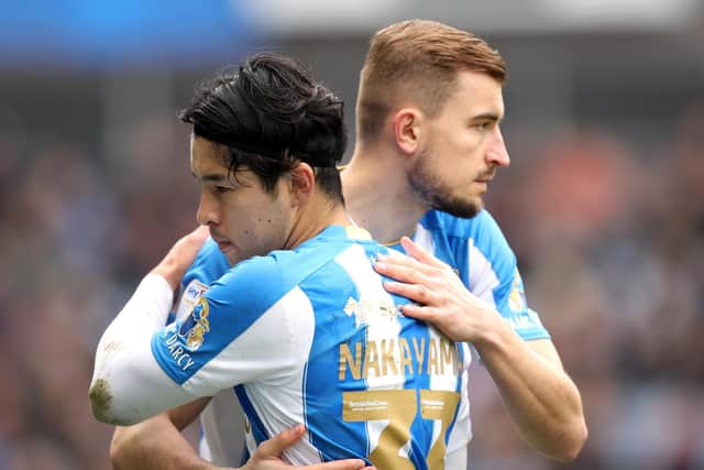 Huddersfield Town's Yuta Nakayama is replaced by Michal Helik during the Sky Bet Championship match with Leeds United. Photo by Ed Sykes/Getty Images.