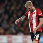 INJURY: Oli McBurnie damaged his groin during Sheffield United's 2-1 defeat to Manchester United