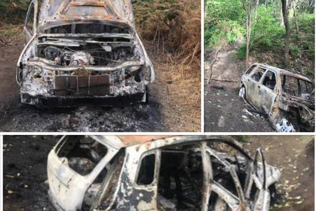 Images of the burnt out cars at Elston Hills