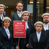 Barristers on strike outside Leeds Crown Court