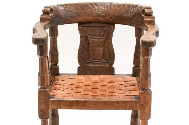 Robert ‘Mouseman’ Thompson, an Oak Monk’s Chair, circa 1928/9 – Sold for £8,000