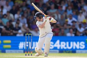 HEADINGLEY HERO: England's Harry Brook square drives for four during his match-winning 75 on day four at Headingley Picture: Danny Lawson/PA