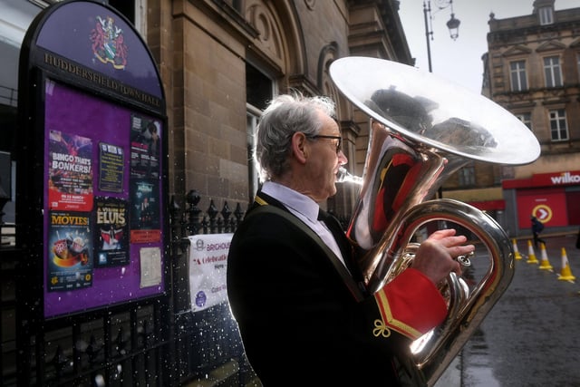 Colin Wright from Tingley Brass Bands tunes up