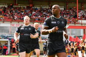 Michael Lawrence leads out his side ahead of the match against Hull KR. (Picture: Will Palmer/SWpix.com)