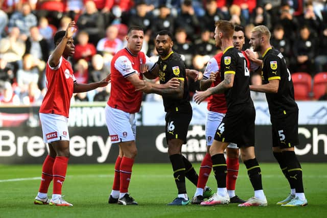 IN THE THICK OF IT: Rotherham United joint caretaker-manager Richard Wood was on the field for the full 90 minutes as captain and centre-back