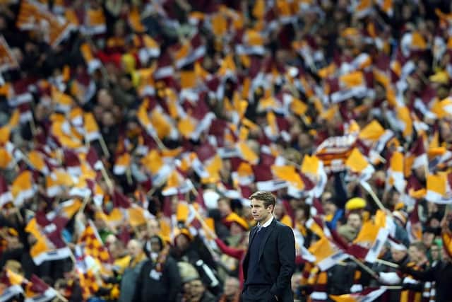 HISTORIC: Bradford City manager Phil Parkinson watches his side take on Swansea City in the 2013 League Cup final