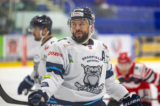 BACK IN THE GAME: Veteran forward Jason Hewitt is set to make his first appearance since early October when Sheffield Steeldogs take on Leeds Knights at ice Sheffield on Friday night. Picture courtesy of Peter Best/Steeldogs Media