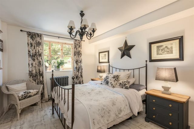 This bedroom mixes traditional with a contemporary twist.