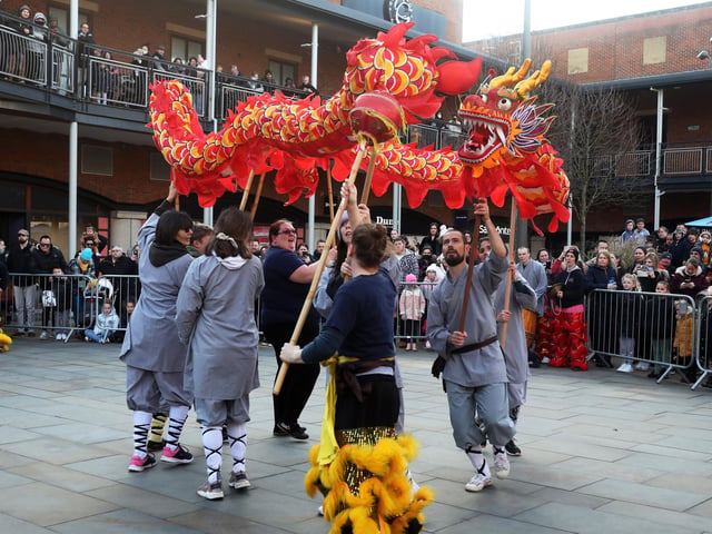 Dragon Dance for Chinese New Year pictured taking place at Gunwharf Quays in Portsmouth. Picture: Sam Stephenson.