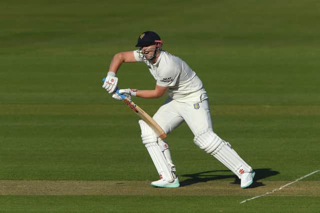 Former Yorkshire batsman Alex Lees in action against his former club at Chester-le-Street earlier this season. Photo by Stu Forster/Getty Images.