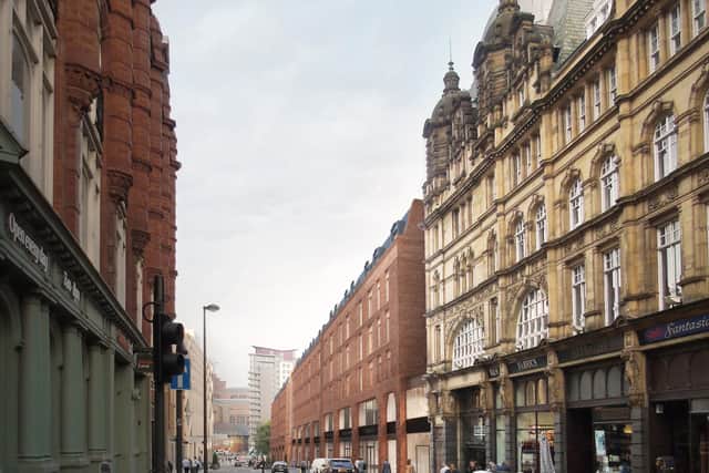A computer-generated image showing the proposed hotel on George Street, looking west to east.
