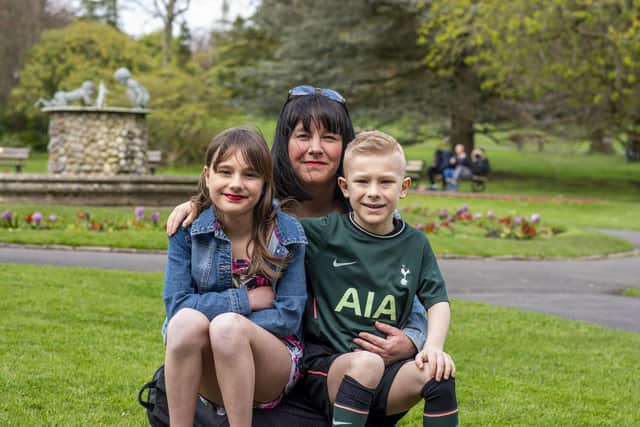 Vicky Flintoft with children Archie and Holly in Harrogate. Archie has Diamond Blackfan Anemia. Picture: Ernesto Rogata.