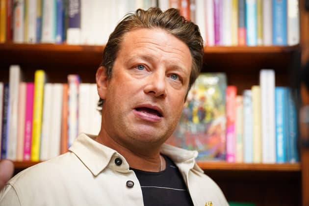 Jamie Oliver at his local independent bookshop. PIC: PA