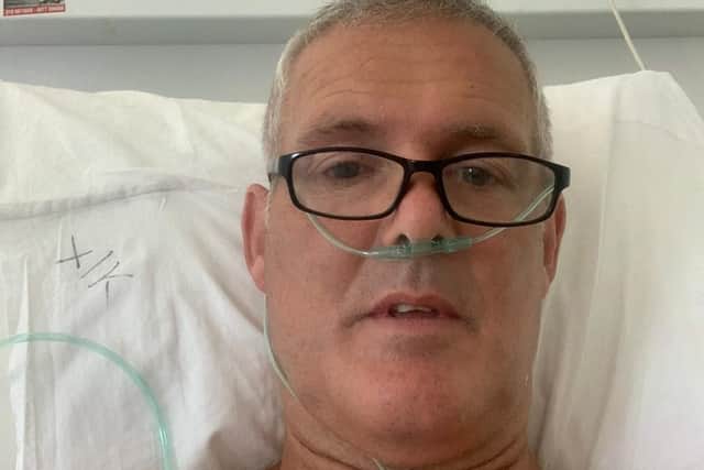 Mark Jepson recovering in hospital after his accident.