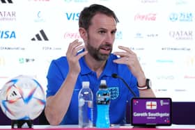 England manager Gareth Southgate during a press conference at the Main Media Centre in Doha, Qatar. PIC: Jonathan Brady/PA Wire.